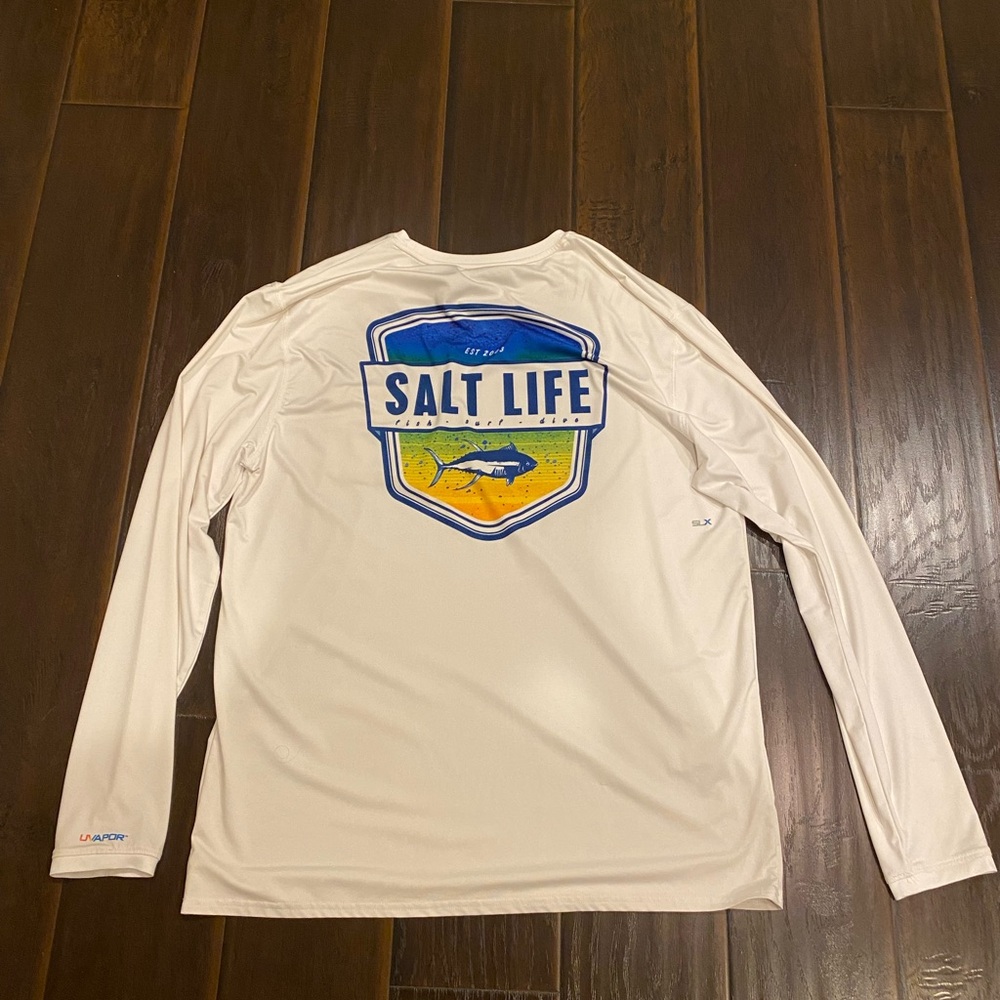 Salt Life White Long Sleeve with Blue and Yellow Logo
